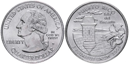 25 центов 2009 D США — Пуэрто-Рико — Puerto rico UNC