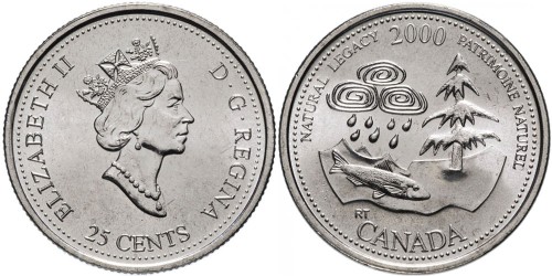 25 центов 2000 Канада — Миллениум — Природное наследие