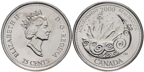 25 центов 2000 Канада — Миллениум — Достижения UNC