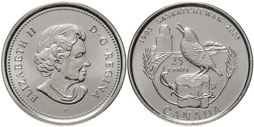 25 центов 2005 Канада — 100 лет провинции Саскачеван