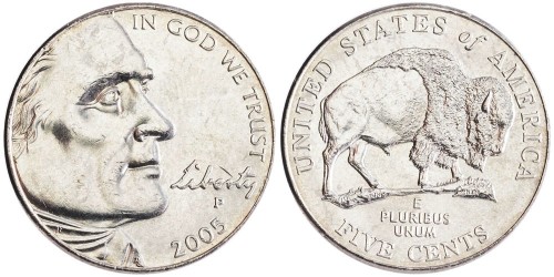 5 центов 2005 P США — 200 лет экспедиции Льюиса и Кларка — Бизон
