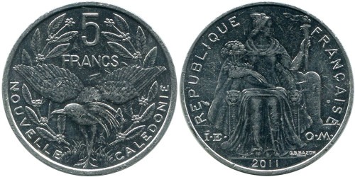 5 франков 2011 Новая Каледония