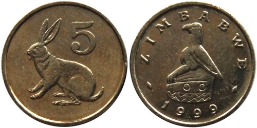 5 центов 1999 Зимбабве UNC
