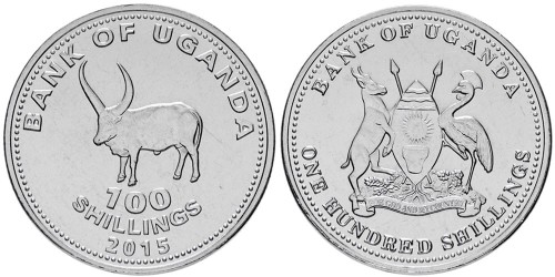 100 шиллингов 2015 Уганда — магнитная UNC
