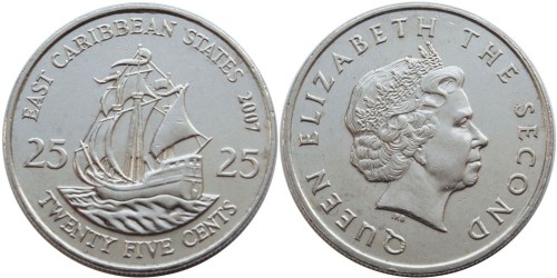 25 центов 2007 Восточные Карибы
