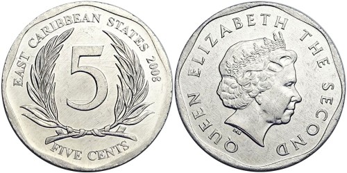 5 центов 2008 Восточные Карибы