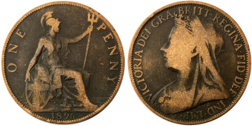 1 пенни 1896 Великобритания