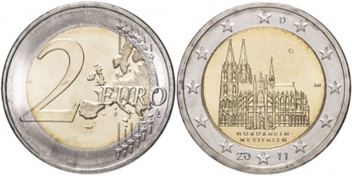 2 евро 2011 «G» Германия — Кёльнский собор, Северный Рейн — Вестфалия
