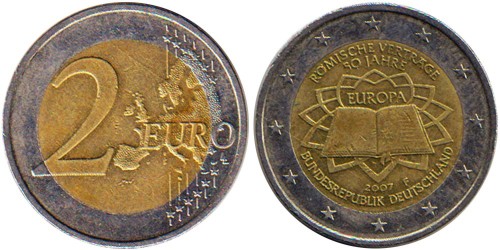 2 евро 2007 «F» Германия — 50 лет подписания Римского договора