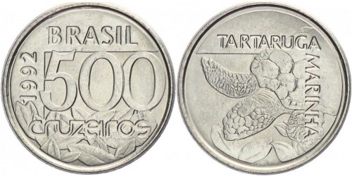 500 крузейро 1992  Бразилия —  Морская черепаха UNC