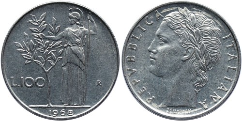 100 лир 1968 Италия
