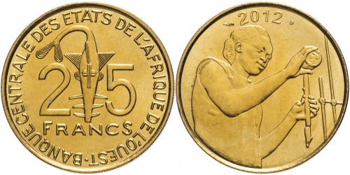 25 франков 2012 Западная Африка UNC