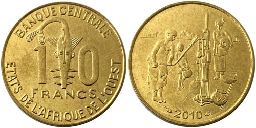 10 франков 2010 Западная Африка UNC
