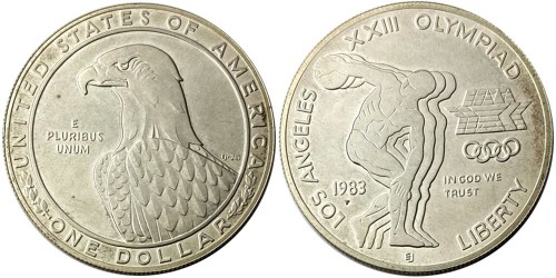 1 доллар 1983 P США — XXIII летние Олимпийские Игры — Дискобол — серебро