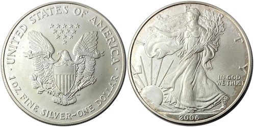 1 доллар 2006 США — Американский серебряный орёл — серебро