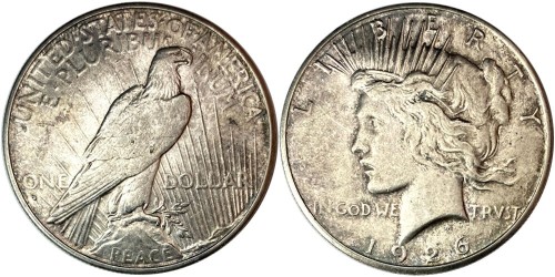 1 доллар 1926 S США — Peace Dollar — серебро
