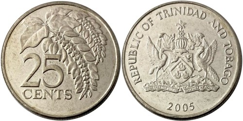 25 центов 2005 Тринидад и Тобаго — Чакония UNC