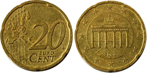 20 евроцентов 2002 «D» Германия