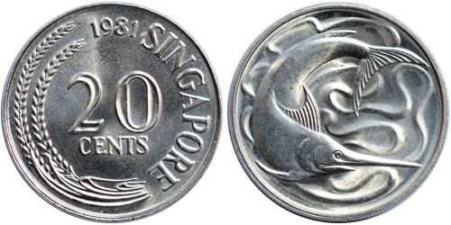 20 центов 1981 Сингапур