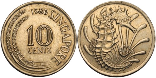 10 центов 1980 Сингапур