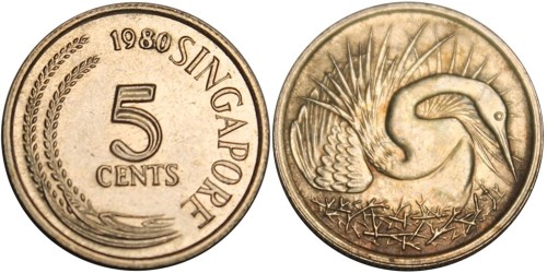 5 центов 1980 Сингапур