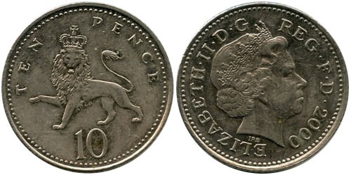 10 пенсов 2000 Великобритания