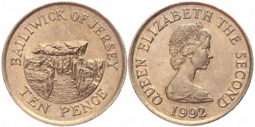 10 пенсов 1992 остров Джерси