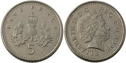 5 пенсов 1998 Великобритания