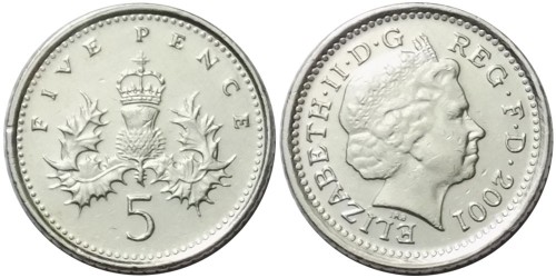 5 пенсов 2001 Великобритания