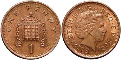 1 пенни 2001 Великобритания