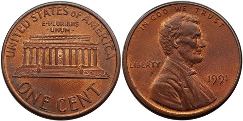 1 цент 1991 США