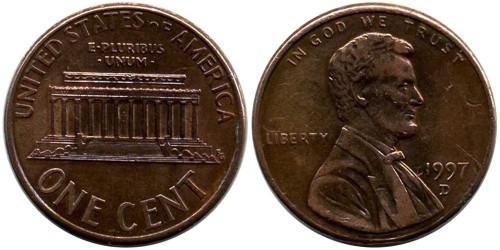 1 цент 1997 D США