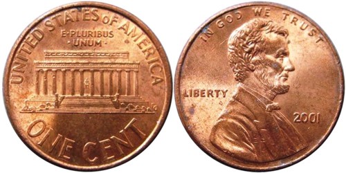 1 цент 2001 США