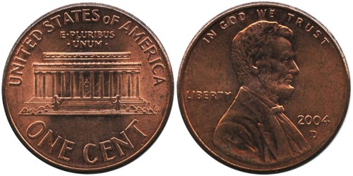 1 цент 2004 D США