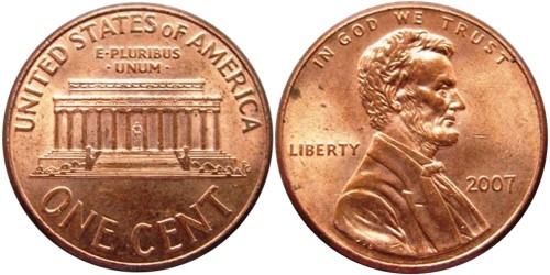 1 цент 2007 США