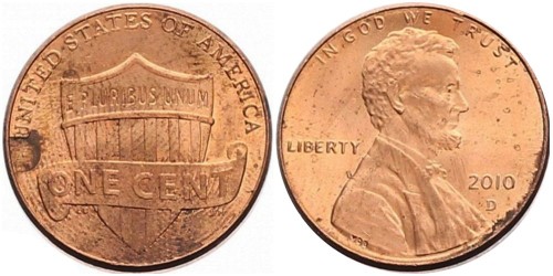 1 цент 2010 D США
