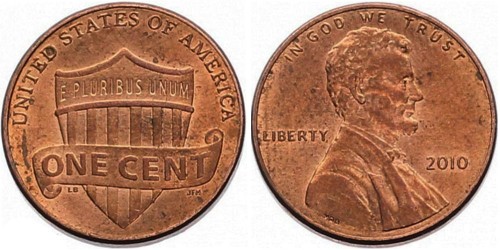 1 цент 2010 США
