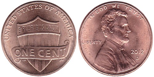 1 цент 2012 D США