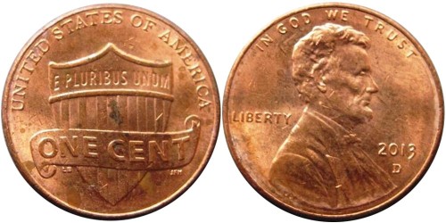 1 цент 2013 D США