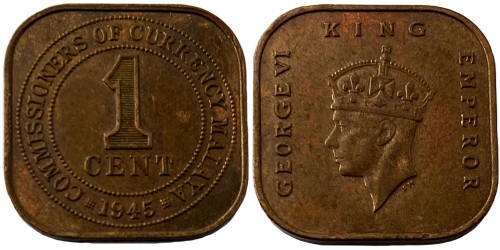 1 цент 1945 — Малайя №4