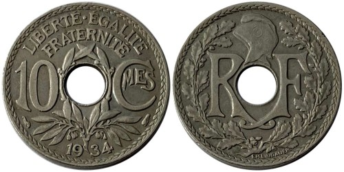 10 сантимов 1934 Франция