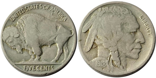 5 центов 1918 США — Без отметки монетного двора