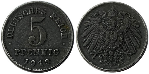 5 пфеннигов 1919 «D» Германская империя