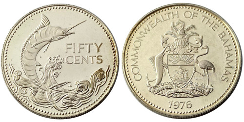 50 центов 1976 Багамские Острова Proof — Серебро
