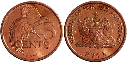 5 центов 2002 Тринидад и Тобаго — Райская птица