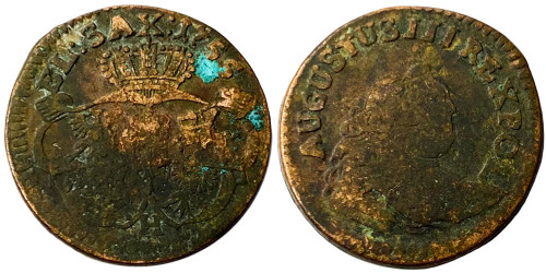 1 грош 1755 Польша — Отметка монетного двора «H» №2