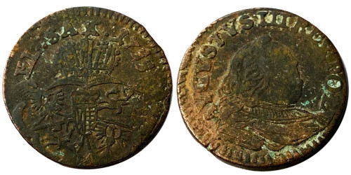 1 грош 1755 Польша — Стёртая отметка монетного двора №1