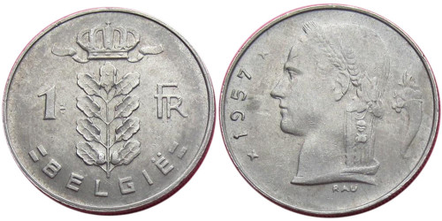 1 франк 1957 Бельгия (VL)