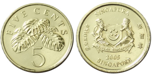 5 центов 2005 Сингапур UNC