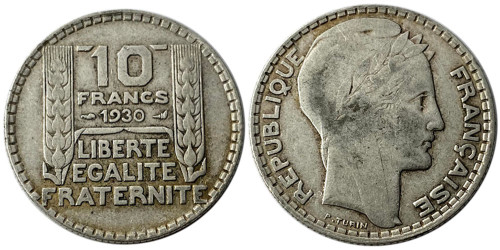 10 франков 1930 Франция — серебро №4
